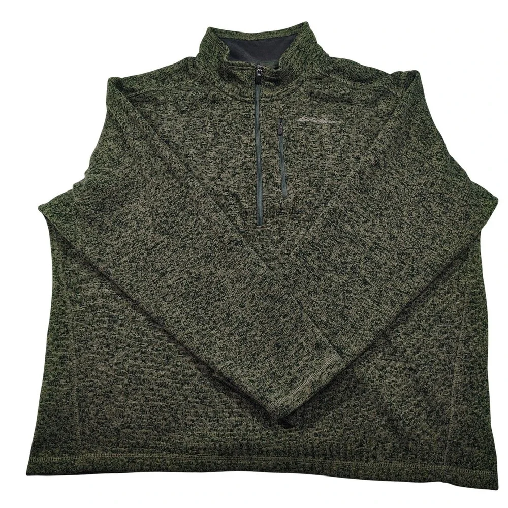 Eddie Bauer Mens Radiator Sweater Fleece Large 1/4‎ Zip Pullover Heather Gray 2X